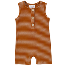 Load image into Gallery viewer, Mebie Baby Striped Ribbed Short Romper
